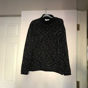 Coldwater Creek Sweater XL cotton blend roll neck Black silver metallic eyelash